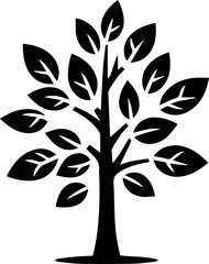 Tree Silhouette Icon with Leaves