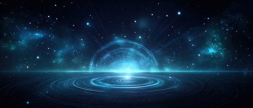 Neon‑Blue Digital Data Tunnel: Swirling Lines & Glowing Particles in Vortex