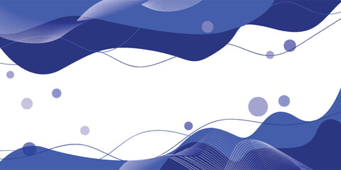 Blue Abstract Wave Background with Dynamic Lines, Mesh Effects, and Floating Circles, Perfect for Technology, Art, or Business Presentations.