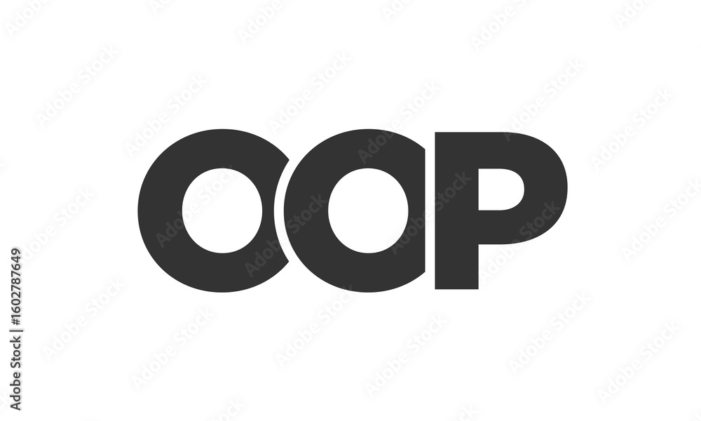 Poster OOP logo design template with strong and modern bold text. Initial based vector logotype featuring simple and minimal typography. Trendy company identity.