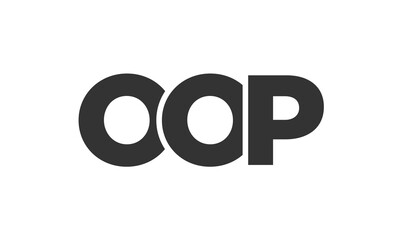 OOP logo design template with strong and modern bold text. Initial based vector logotype featuring simple and minimal typography. Trendy company identity.