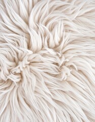 Fototapeta premium Close Up of Soft Fluffy White Fur Texture Background in High Angle Shot