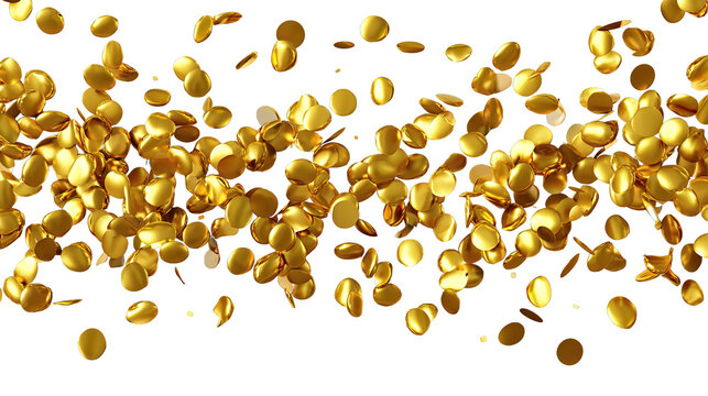 Golden Shower of Wealth: A cascade of lustrous golden coins rains down, symbolizing prosperity and abundance. Capturing the sheer elegance and allure of wealth.