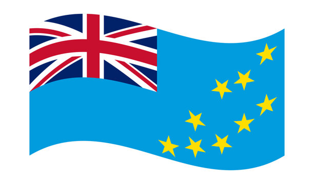 Wavy Flag of Tuvalu, isolated on transparent background. Polynesia. Oceania. Vector illustration - Powered by Adobe