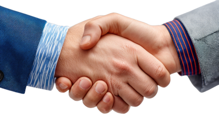 Handshake Deal: A close-up shot of two business people's hands clasped together in a firm, decisive handshake, symbolizing agreement, partnership, and trust. 