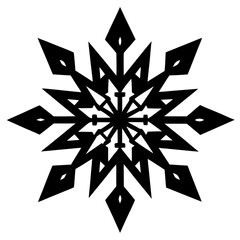Intricate black snowflake design geometric symmetrical