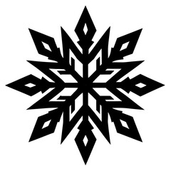 Intricate black snowflake silhouette white symmetrical