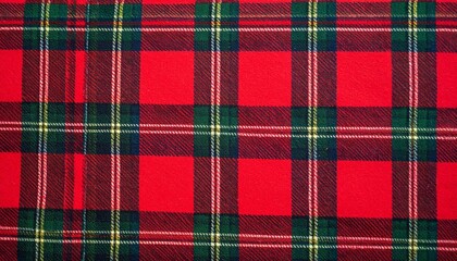 Detailed Red and Green Plaid Fabric Texture Pattern Classic Textile Design