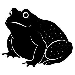 Plump black toad with white dots amphibian silhouette