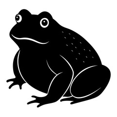 Plump black toad sitting amphibian white