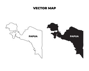 Papua Vector Map Silhouette in Black and White
