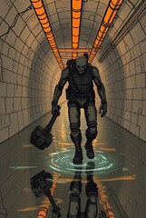 Military Android Navigates Flooded Service Tunnel