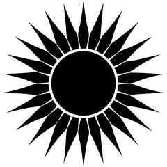 Stylized sun sharp rays black vector
