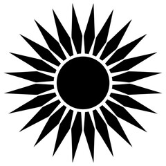 Stylized sun with sharp rays black