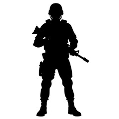 Soldier with rifle and helmet military weapon