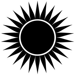 Stylized sun black sharp rays solar