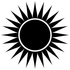 Stylized sun sharp rays black