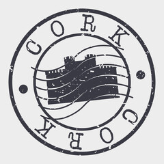 Cork Ireland Stamp Postal. Silhouette Seal. Passport Round Design. Vector Icon. Design Retro Travel. National Symbol.