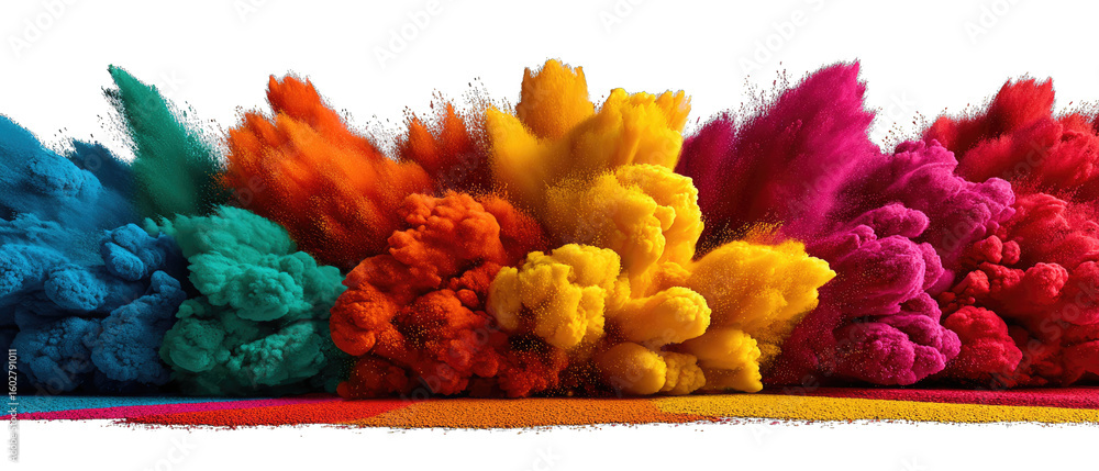 Poster explosive colors: a vibrant explosion of colored powder, creating a stunning visual display of color