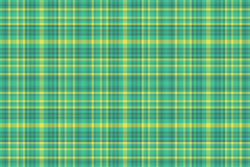 Vibrant teal and yellow plaid pattern.  Perfect for textile design, website backgrounds, or crafting projects.  This seamless texture offers a fresh, modern feel, symbolizing energy and optimism.