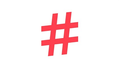 Red hashtag symbol on white background