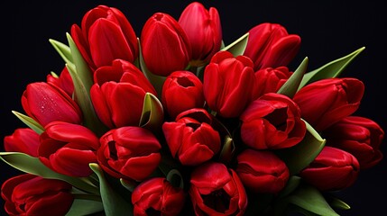 A photo of a bunch of red tulips