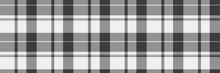 Female texture vector check, robe tartan background pattern. Vertical seamless textile plaid fabric in grey and white colors.