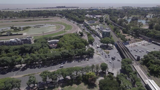 Vista panoramica de los bosques de Palermo y el Hipodromo. Buenos Aires, Argentina.