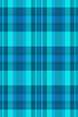 Covering fabric textile background, template check pattern plaid. Thin tartan seamless vector texture in cyan and bright colors.