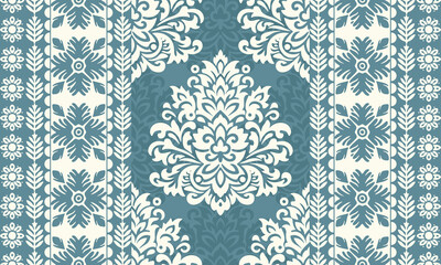 Motifs Ikat floral paisley embroidery background.geometric ethnic oriental pattern traditional.Aztec-style abstract. design for texture, fabric, clothing, wrapping, decoration