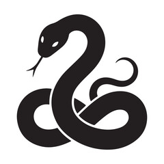 Obraz premium Black snake silhouette coiled and ready