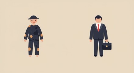 Struggling versus successful businessman, visualizing financial growth and opportunity in business