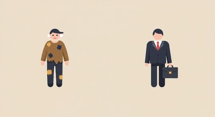 Contrast of success and poverty, showcasing the journey from hardship to achievement in business