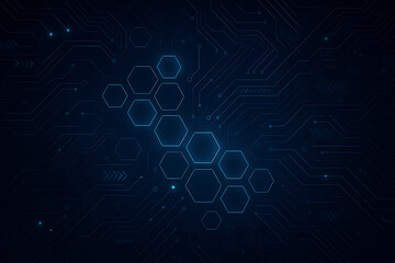 Futuristic Hexagonal Digital Circuit Network Background