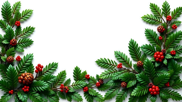 Christmas frame with holly berries - Powered by Adobe