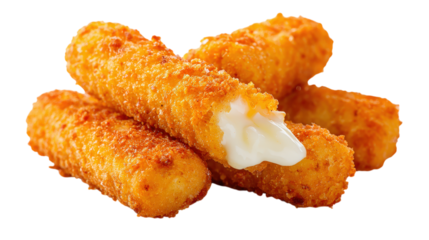 Golden Fried Mozzarella Sticks with Melted Cheese