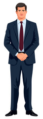 Young Businessman Blue Suit Standing
