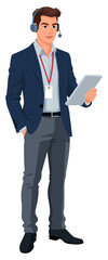 Call Center Agent Headset Tablet