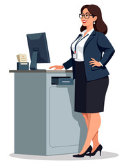 Business Woman Working Computer Office Desk