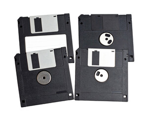 Set of Floppy Disks Isolated on White