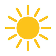 Simple Yellow Sun Icon with Rays.