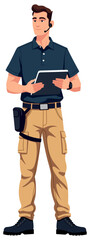Man Holding Tablet Headset Working