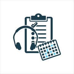Virtual Assistant Schedule Checklist Icon Virtual Assistance Headset checklist calendar