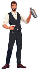 Bartender Holding Shaker Martini Smiling