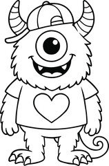 one eyed cute, Goofy Monsters Unleashed:  cute monster illustrations for coloring  line art 