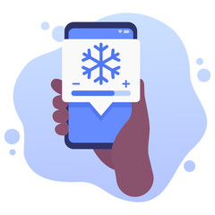 cooling control app, phone in hand icon