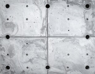 Four Gray Concrete Block Wall Texture Pattern with Circular Features Background