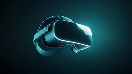 frameless VR headset with soft glowing interface floating mid-air, ambient shadows, monochrome color scheme.
