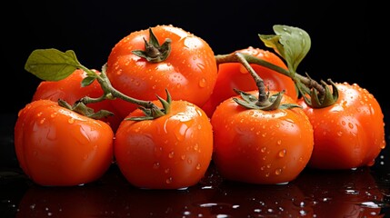 A photo of a cluster of ripe persimmons