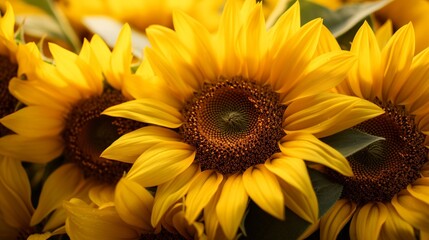 A photo of a cluster of yellow sunflowers